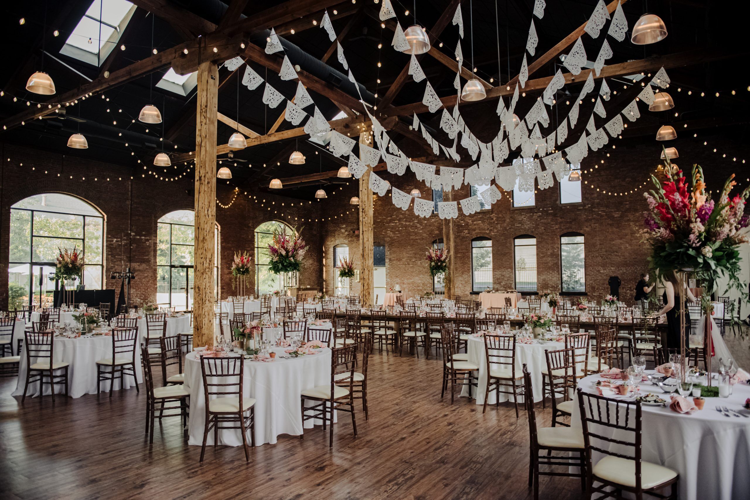 The Refinery is decorated for a Mexican American wedding celebration.