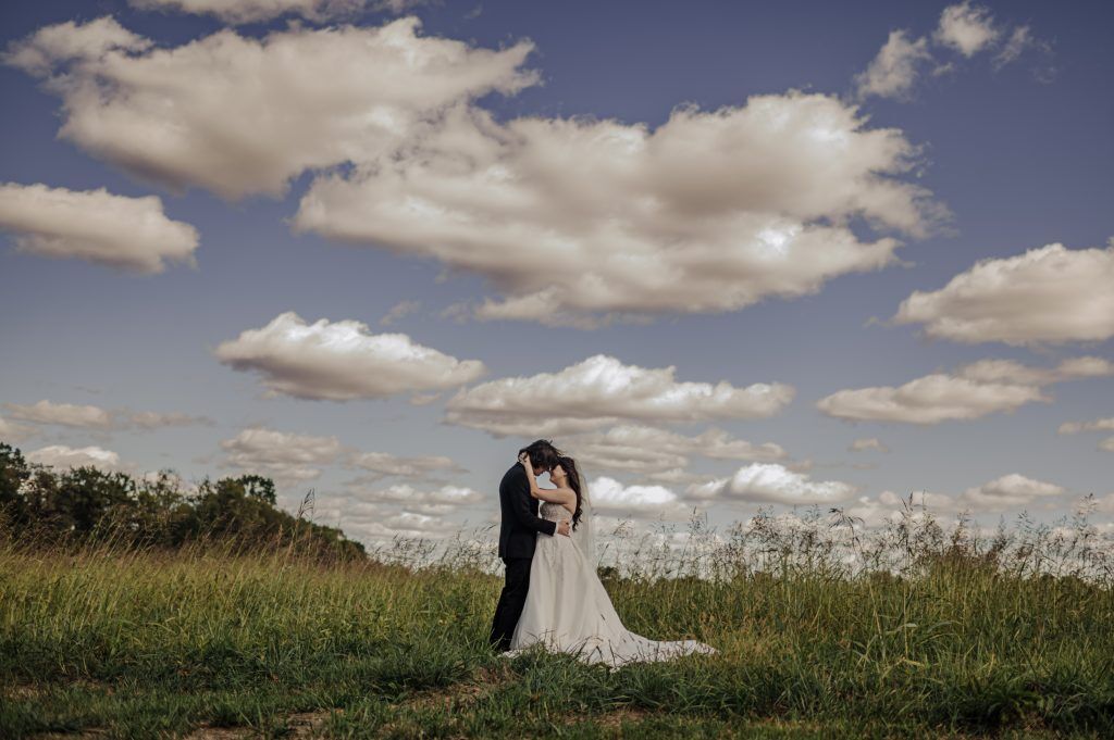 Bride and Groom in a Gorgeous Field