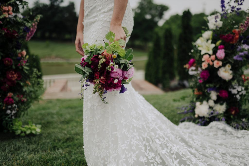 beautiful purple bouquet outside of Hazelnut Farm